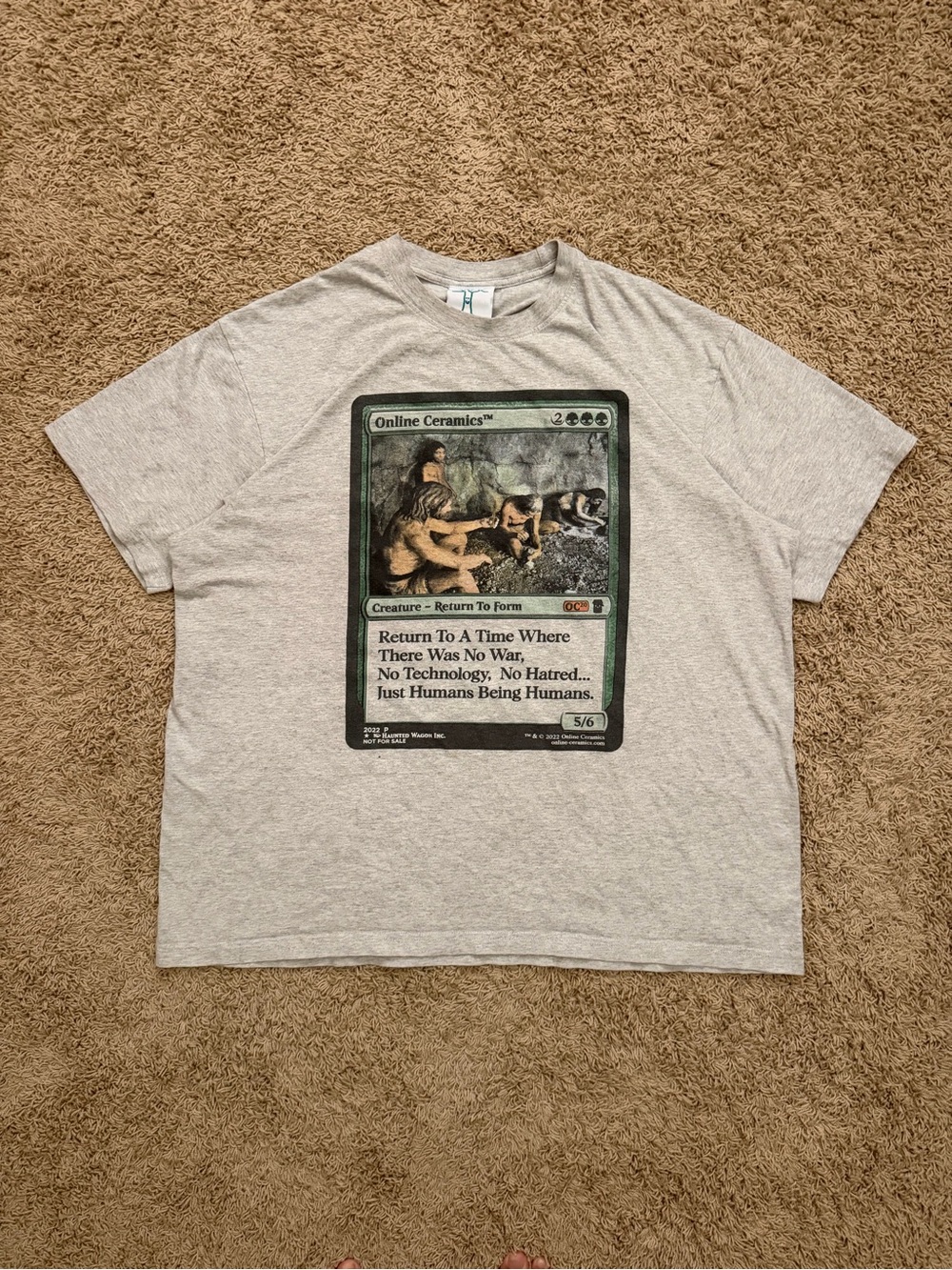 Online Ceramics HUMANS BEING HUMAN TRADING CARD T-Shirt 2XL HTF Authentic RARE